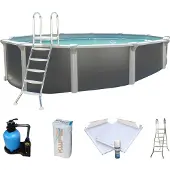 Kwad Rundpool "»Supreme« Design all in Premium Folie", grau (anthrazit, farbe innen: grau), B:360cm H:132cm L:360cm, Schwimmbecken, Rundpool, ØxH: 360x132cm, inkl. Bodenisolationsset