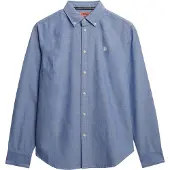 Superdry für Damen. W4010565A Schmal geschnittenes Oxford-Hemd blau (S), Lässig, Baumwolle, Klassisch, Langarm
