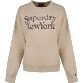 Superdry für Damen. W2012395A Marke Mark Lose beige Sweatshirt (L), Lässig, Baumwolle