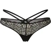 Triumph String "That Night In Vegas", Damen, Gr. 44, schwarz, Mesh, Spitze, Obermaterial: 86% Polyamid, 14% Elasthan, Unterhosen String, Spitz, mit Mesh-Rückseite, Bänderdetails, elegante Passform