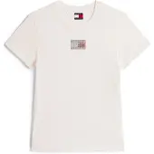 Tommy Hilfiger T-Shirt Party Flag DW0DW21965 Écru Regular Fit