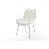 DELIFE Esszimmerstuhl Taimi-Flex Bouclé Soft Beige 4-Fuß konisch Edelstahl