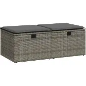 Syfax 2-tlg. Garten-Sofagarnitur mit Kissen Grau Poly Rattan Akazie