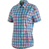 Maier Sports Funktionsbluse "Philina", Damen, Gr. 56, kariert, 85% Polyester, 15% Viskose, Blusen Funktionsbluse, Damen Bluse, leichte Kurzarmbluse, Blusen-Shirt, Karobluse, Reg Fit