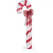 Beliani Outdoor LED Weihnachtsbeleuchtung Rot u. Weiß Metall u. Stoff Zuckerstange mit Stromanschluss zum Aufstellen für Innen Außen Adventsdekoration