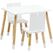 Roba Tisch und Stühle Junior Holz weiß/braun 3-teilig