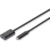 Digitus Aktives USB 3.2 Gen2 10G Verlängerungskabel, USB-C - USB-C, 5m, 5 m, USB C, USB C, USB 3.2 Gen 2 (3.1 Gen 2), 10 Gbit/s, Schwarz