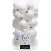 Christmas Decoration Weihnachtskugeln Kunststoff Mix 4-6cm 30er Set - Weiß irisierend