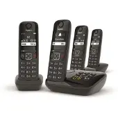 Gigaset AS690A Quattro, Analoges/DECT-Telefon, Kabelloses Mobilteil, 100 Eintragungen, Schwarz