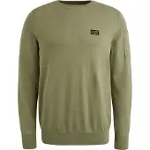 PME Legend Rundhalspullover , Herren, Gr. M, grün (oil grün), Strick, Obermaterial: 100% Baumwolle, unifarben, regular fit normal, Rundhals, Rippbündchen, Pullover Rundhalspullover, mit Logo Stickerei