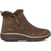 SKECHERS für Damen. 167862 Relaxed Fit Easy Going Cool Zip Lederstiefeletten braun (36), 3 bis 5 cm, Reißverschluss, Lässig