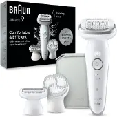 Braun Silk-épil 9 9-061, Silber, Weiß, 40 Pinzette, MicroGrip, 0,5 mm, Akku, Integrierte Batterie