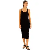 Armani Exchange für Damen. XW000820AF13729UC001 Schwarzes Midikleid (L), Lässig, Viskose, Ärmellos / Hosenträger