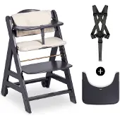 Hauck Beta+, Traditioneller Hochstuhl, Gepolsterter Sitz, Holz, Einfarbig, 5-Punkt, 90 kg