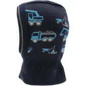 Maximo - Mini Boy's Schlupfmütze Baufahrzeuge - Sturmhaube Gr 47-49 cm blau