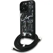 Karl Lagerfeld case passend für IPHONE 16 PRO MAX KLHCP16XPGGRMPCK kompatibel mit MagSafe (CRSSBY Grained PolyurethanW/ Pattern & Logo) black