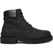 Tommy Hilfiger Schnürboots TOMMY JEANS "TJM LACE UP BOOT LEATHER", Herren, Gr. 43, Synthetik Textil, schwarz, Leder, Lederimitat, Schuhe Schnürboots, Schnürstiefelette mit weich abgepolstertem Schaftrand