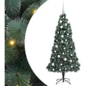 vidaXL Künstlicher vorbeleuchteter Weihnachtsbaum mit Kugelset Grün