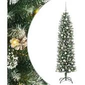 vidaXL Künstlicher schlanker Weihnachtsbaum Grün und Weiß 180 cm