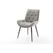 DELIFE Esszimmerstuhl Taimi-Flex Strukturstoff Soft Grau 4-Fuß konisch Schwarz