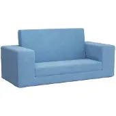 vidaXL Kinder-Schlafsofa 2-Sitzer Blau Weicher Plüsch