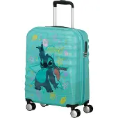American Tourister Trolley Wavebreaker Disney Spinner 55 / 20 TSA Disney FL Stitch Flower türkis