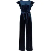 Apricot Jumpsuit "Partyjumpsuit", Damen, Gr. XL (42), N-Gr, blau (navy), gewebt, , Elegant, normal Lang, Rundhals, Flügelärmel, Overalls Jumpsuit, aus Samt