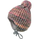 Maximo Strickmütze , Jungen, Gr. 47, bunt (graubunt), Strick, Materialmix, mehrfarbig, Mützen Strickmütze, Wollanteil, gefüttert, zum Binden, mit Bommel