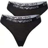 Emporio Armani für Damen. EW000402_AF13033 2er Set Tangas Essential Cotton schwarz (S), Heimtextilien, Baumwolle