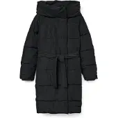 Vero Moda Steppmantel "VMLEONIEKATE COAT GA NOOS", Damen, Gr. S, schwarz, Steppware, Obermaterial: 100% Polyester, unifarben, ca. Mitte Oberschenkel, Mäntel Steppmantel, mit abnehmbarem Bindegürtel