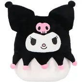 Kuromi Sanrio Squishy-Plüschtier 22 cm Schwarz-Rosa mit Harlekinhut und Totenkopf