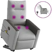 vidaXL Massagesessel mit Aufstehhilfe Elektrisch Wolkengrau Stoff