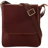 Piké Umhängetasche PIKÉ "PIKÉ Herren, Damen echt Leder, Made in Italy", Damen, Gr. B/H/T: 23cm x 21cm x 4cm onesize, braun, Leder, beschichtet, glänzend, Taschen Umhängetasche, echt Leder, Made in Italy