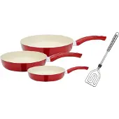 GSW Pfannen-Set "CERAMICA beige", rot, Ø:28cm, Pfannen, Pfannen-Set, Induktion