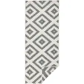 Hanse Home In- & Outdoor Wendeteppich Malta, Grau Weiß, Raute, Wetterfest - 80x350 cm
