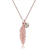 Elli Silberkette "Halskette Feder Boho Schmuck Geschenk mit Kristallen von Swarovski(R)925 Silber" Gr. 45, rosa (rosegold), Halsketten, Damen, 45, Silber 925 (Sterlingsilber), Silberkette