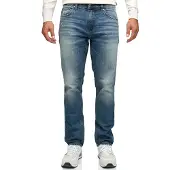 Indicode Straight-Jeans "INValoy", Herren, Gr. 33, Länge 32, blau (clear mid blau), Denim/Jeans, Obermaterial: 99% Baumwolle, 1% Elasthan, Abriebeffekte, regular fit, Jeans Straight-Jeans
