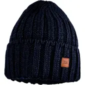 Maximo Strickmütze , Jungen, Gr. 55/57, blau (navy), Strick, Wollmischung, unifarben, Mützen Strickmütze, Breiter Umschlag, Grobstrick, gefüttert