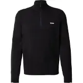 BOSS für Herren. 50541965 Pullover mit Stehkragen und halbem Reißverschluss, schwarz (S), Lässig, Baumwolle