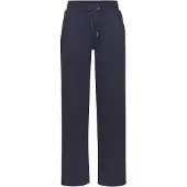 H.I.S. Relaxhose H.I.S, Damen, Gr. 48/50, N-Gr, blau (marine), Interlock, Obermaterial: 60% Baumwolle, 40% Polyester, unifarben, Basic, bequem lang, Hosen Relaxhose, mit seitlichen Streifendesign, Topseller