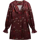 Superdry für Damen. W8012005A Granatfarbenes Jacquard-Kleid (XS), Lässig, Kastanienbraun, Viskose, Langarm