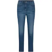 Goldner Kurzgröße: Baumwoll-Stretch Mom Jeans SARA in blau | Gr.: 24