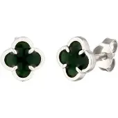 KUZZOI Paar Ohrstecker "Ohrringe Ohrstecker Kleeblatt Emaille 925 Sterling Silber" Gr. 8, silber, Ohrringe, Herren, 8, Silber 925 (Sterlingsilber), Paar Ohrstecker