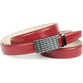 Anthoni Crown Ledergürtel , Damen, Gr. 70, rot (dunkelrot), Leder, unifarben, Basic, Gürtel Ledergürtel, mit silberfarbener Automatik-Schließe in filigranem Flechtdesign
