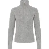 Oxmo Troyer "Troyer OXMolara", Damen, Gr. M, grau (mid grau melange), Obermaterial: 93% Polyester PES. 5% Wolle mw. 2% Elasthan EL., Pullover Troyer