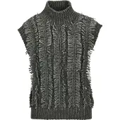 MADELEINE Pullunder "Pullunder Moderner Fransenstrick mit Stehkragen" fancy Fransenstrick