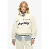Superdry für Damen. W2012380A Country Club Loose 1/4 Zip Sweatshirt in Gebrochenweiß (XL), Lässig, Baumwolle