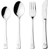 Leonardo Kinderbesteck "Kinderbesteck Bambini 4er Set silber", silber, 4, Essbesteck-Sets, Kinderbesteck, Ideal für den Alltag, spülmaschinengeeignet