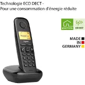 Gigaset A270, DECT-Telefon, Kabelloses Mobilteil, Freisprecheinrichtung, 80 Eintragungen, Anrufer-Identifikation, Schwarz