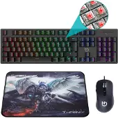 Hiditec Pack GK400, Kabelgebunden, USB, Mechanischer Switch, RGB-LED, Schwarz, Maus enthalten